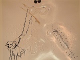 Afbeelding van de tekening "de blinde ziener" met transparant kunststoffen vel met reliëf